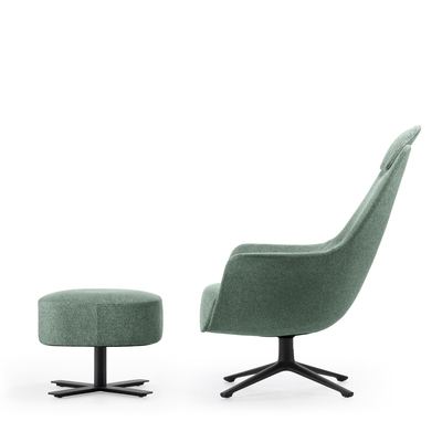 comprar Silla de visitantes de tela suave de lujo silla reclinable de oficina con ottomano a juego online manufacture