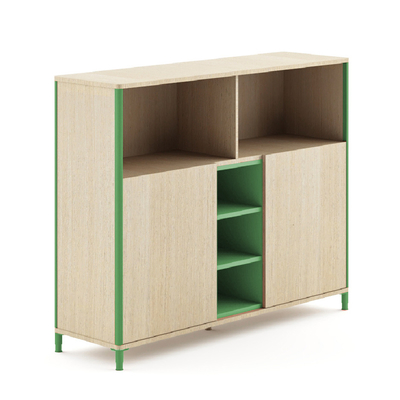 comprar FLEX Moderno de varios niveles de la oficina Credenza Tablero con cinco estanterías abiertas doble puerta online manufacture
